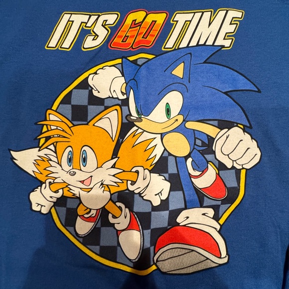 Sonic the Hedgehog Sonic & Tails It’s Go Time Blue Youth Shirt Size XL New - Picture 4 of 9